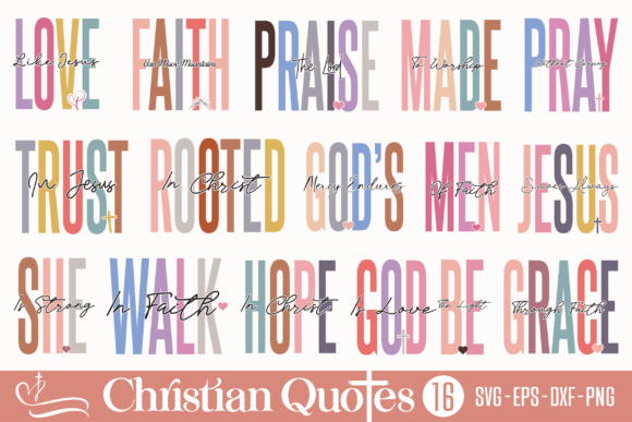 Boho Christian Quotes SVG PNG Bundle for T-Shirt Designs & Graphics