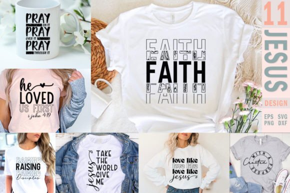 Jesus God Religious SVG PNG Set Bundle for T-Shirt Designs & Graphics