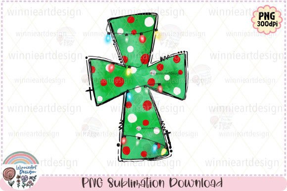 Merry Christmas Lights Jesus Cross Dots Graphics