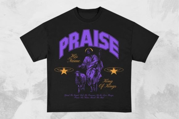 Praise His Name Christian T-Shirt Design for Graphics-Driven Branding
